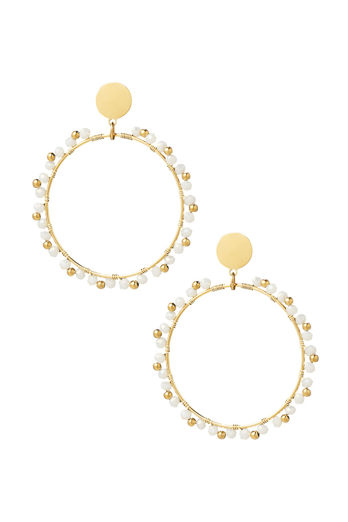 Runde Ohrringe mit Perlen - Gold/Weiß 