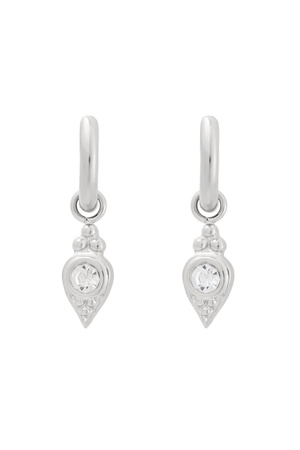 Earrings charm with stone - silver h5 