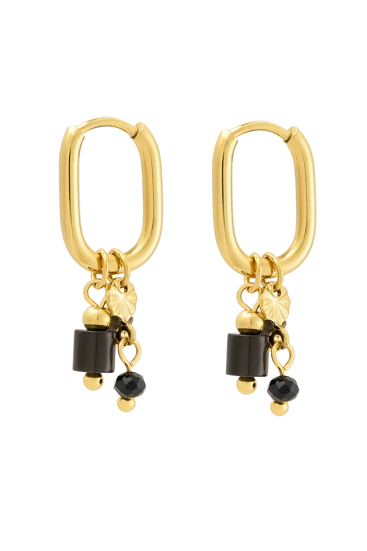Ohrring mit schwarzen Perlen – Gold
