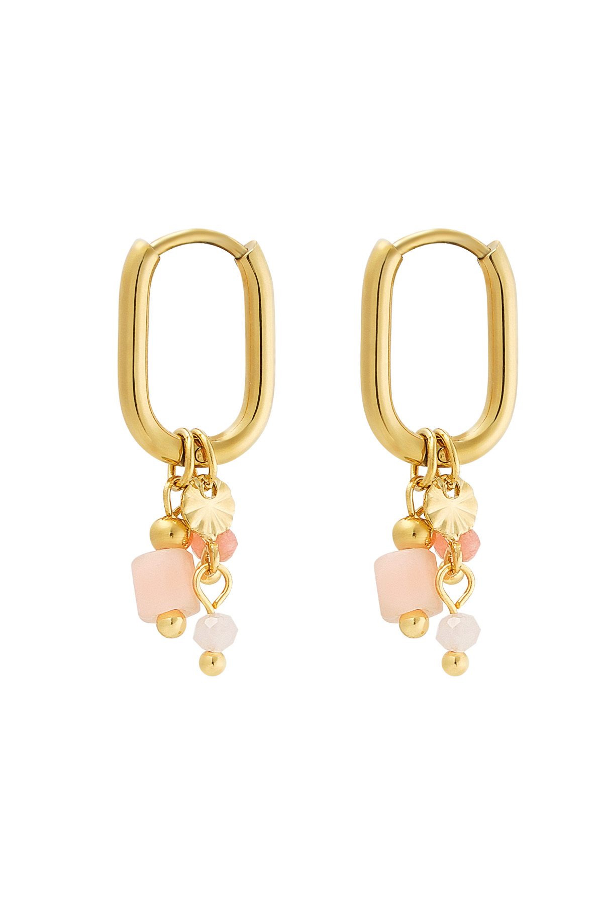 Earring with pink beads - gold