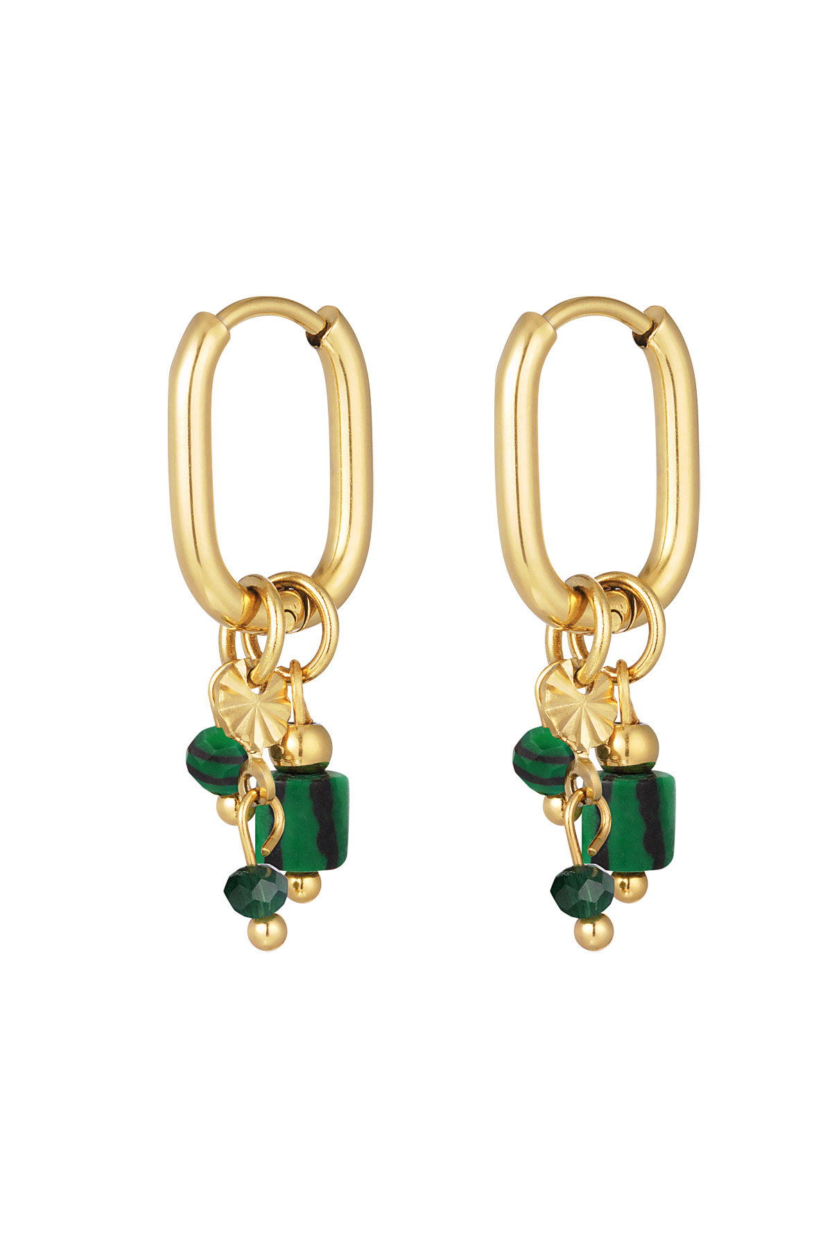 Ohrring mit grünen Perlen - Gold