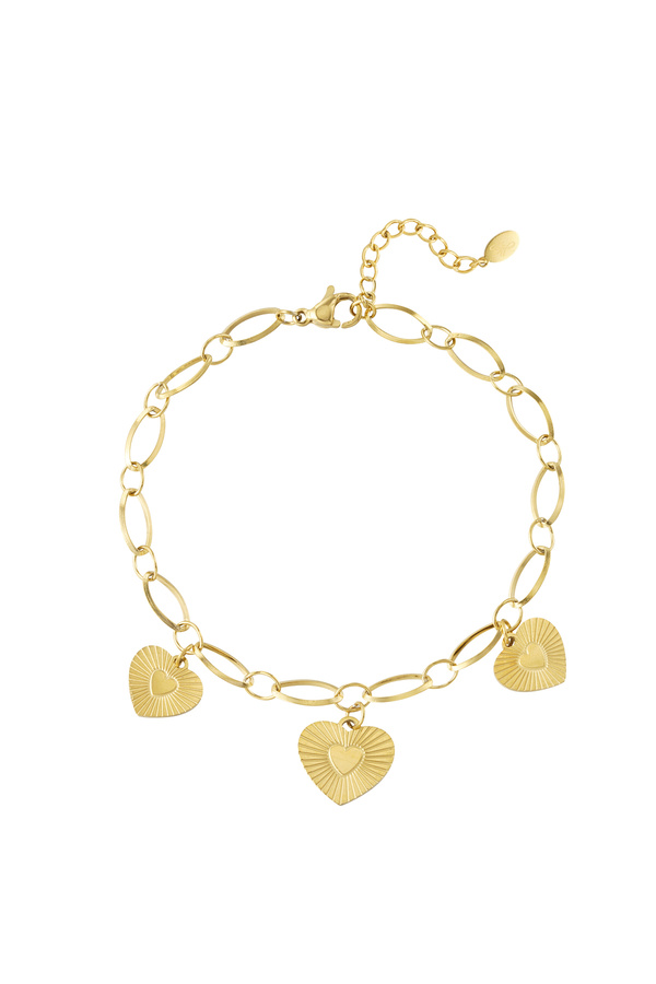 Bracelet 3 heart coins - gold