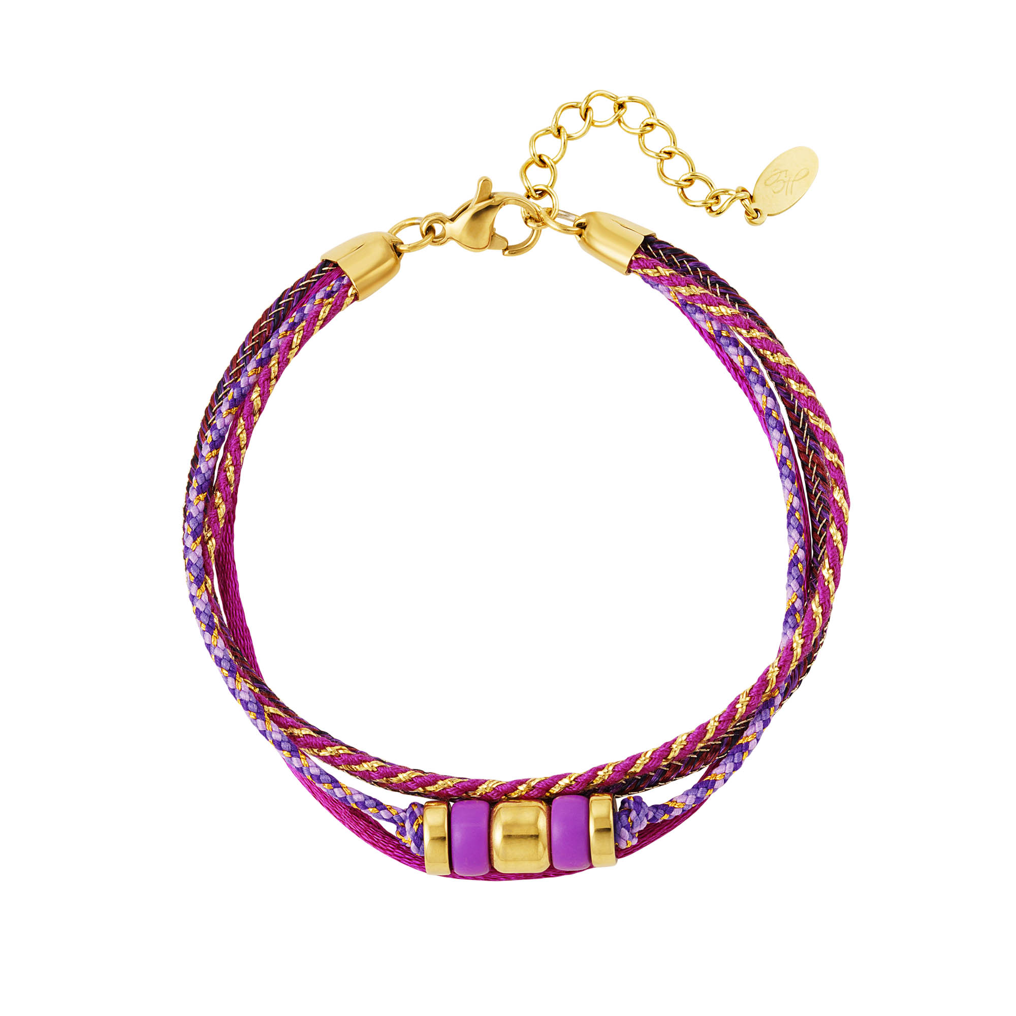 Bracelet rope different beads Purple