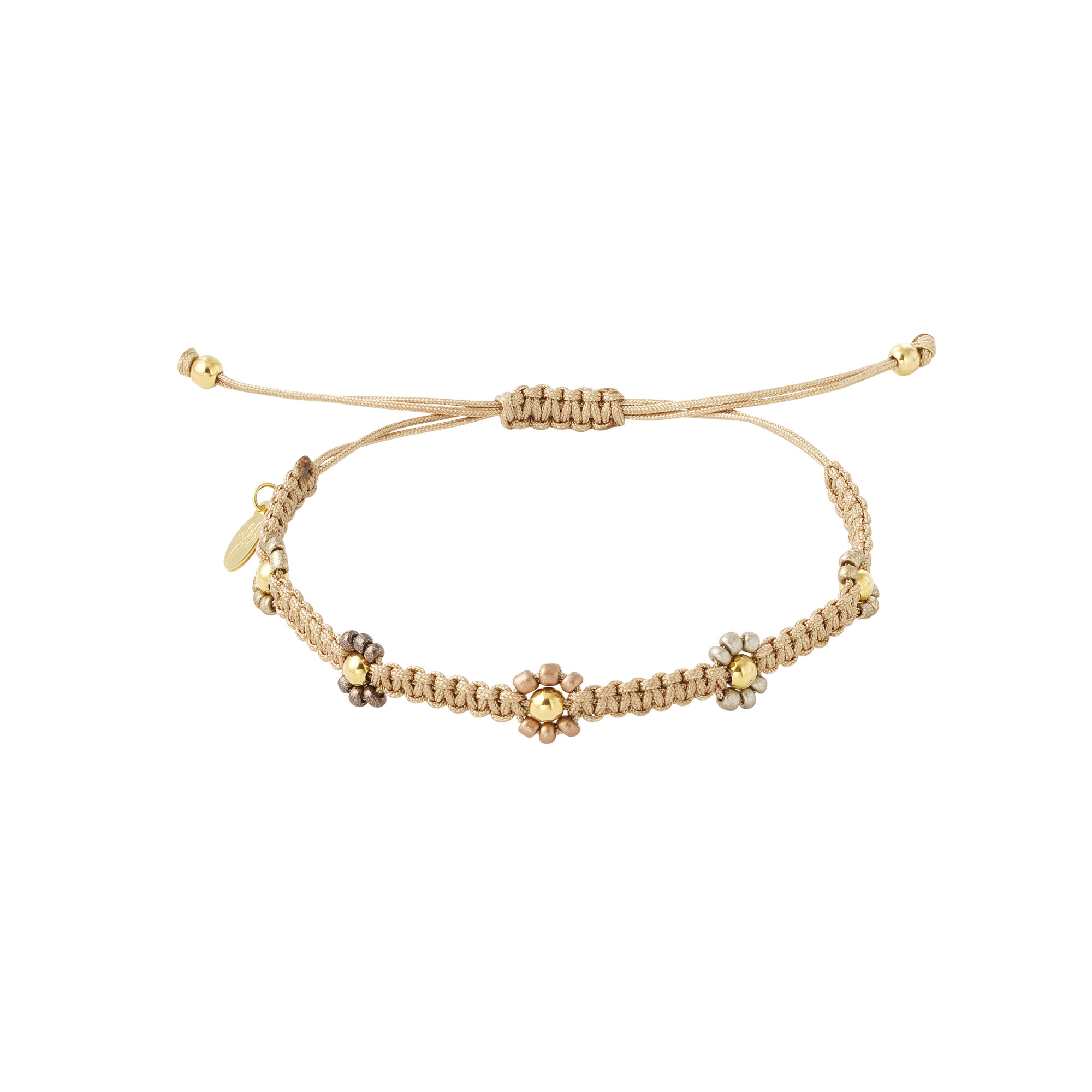 Pulsera de tela flor Beige Poliéster h5 