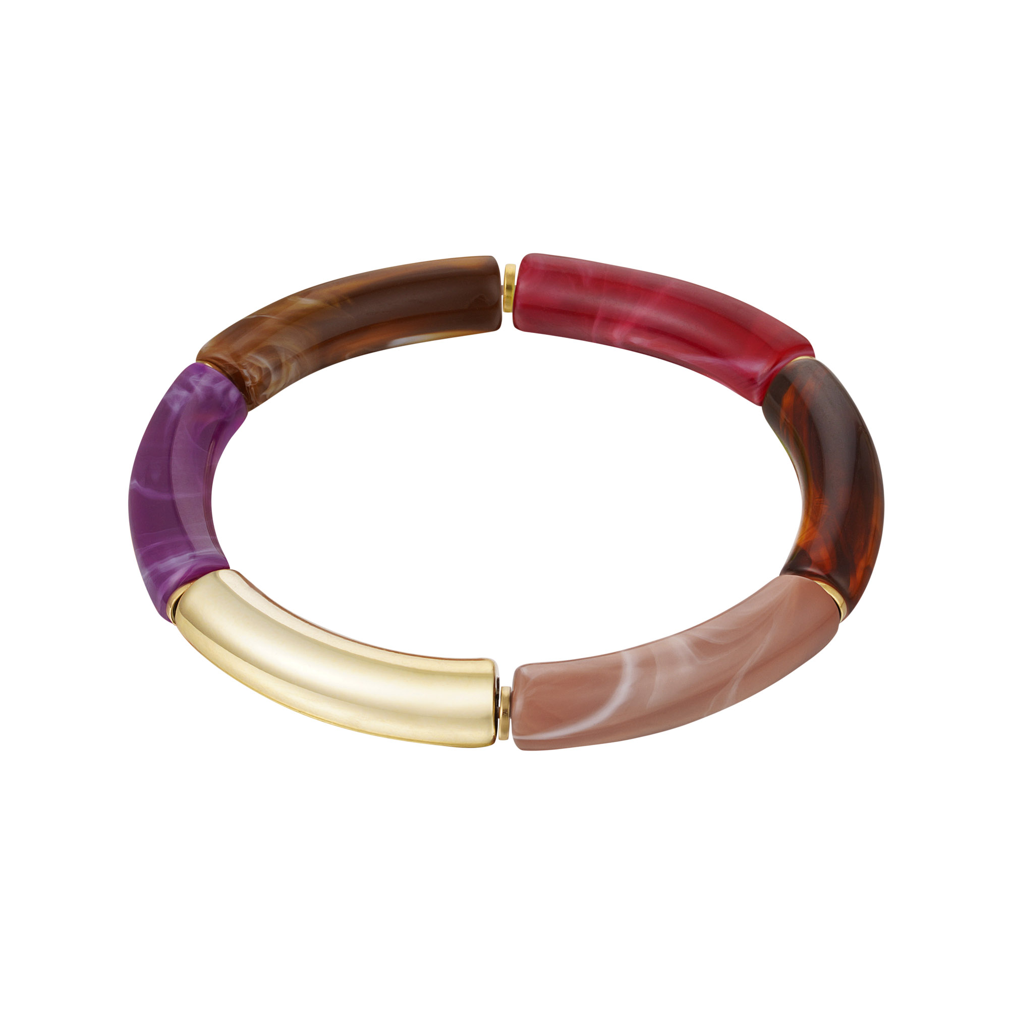 Tube bracelet multiple colors Brown Acrylic h5 