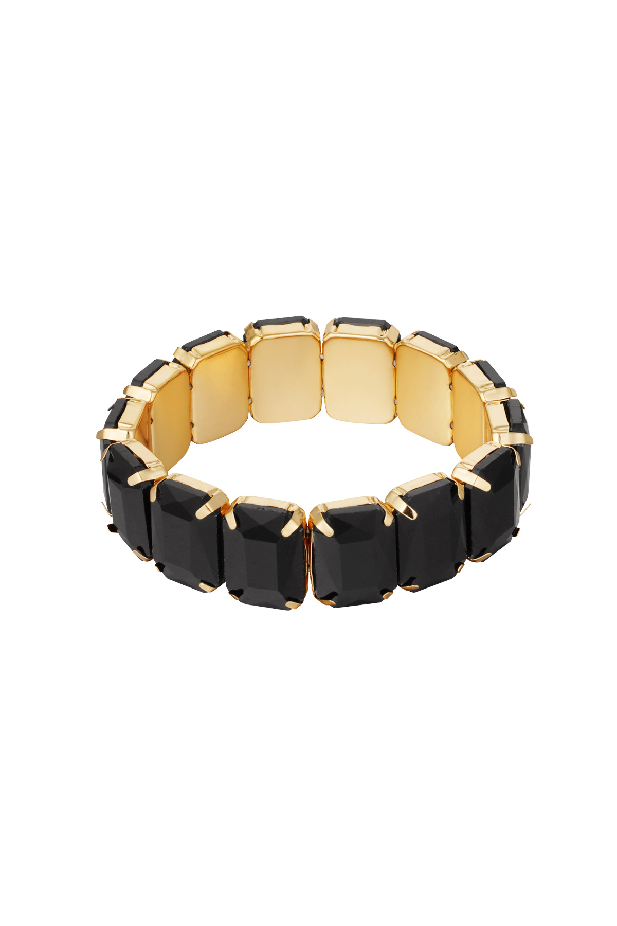 Bracelet esclave grosses pierres - doré/noir h5 