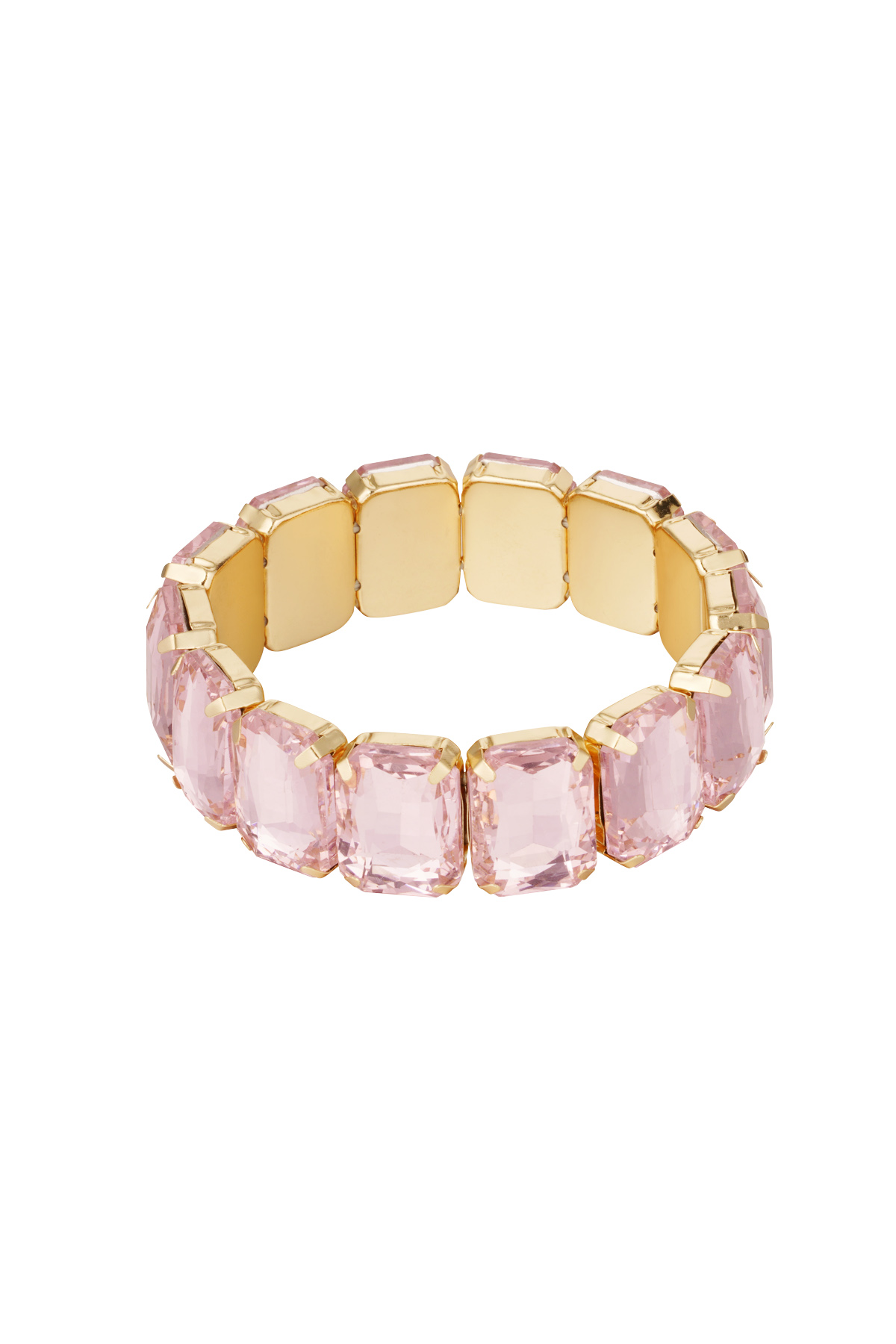 Slave bracelet large stones - gold/pink