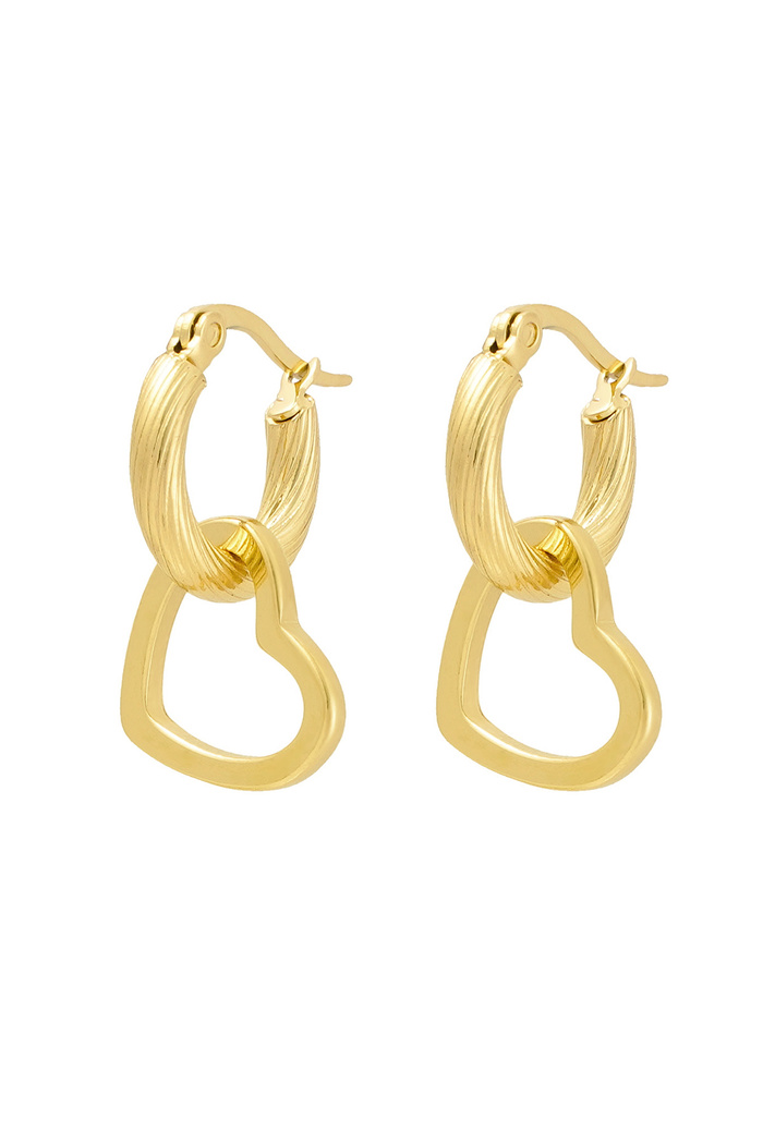 Earrings twisted with heart - gold 