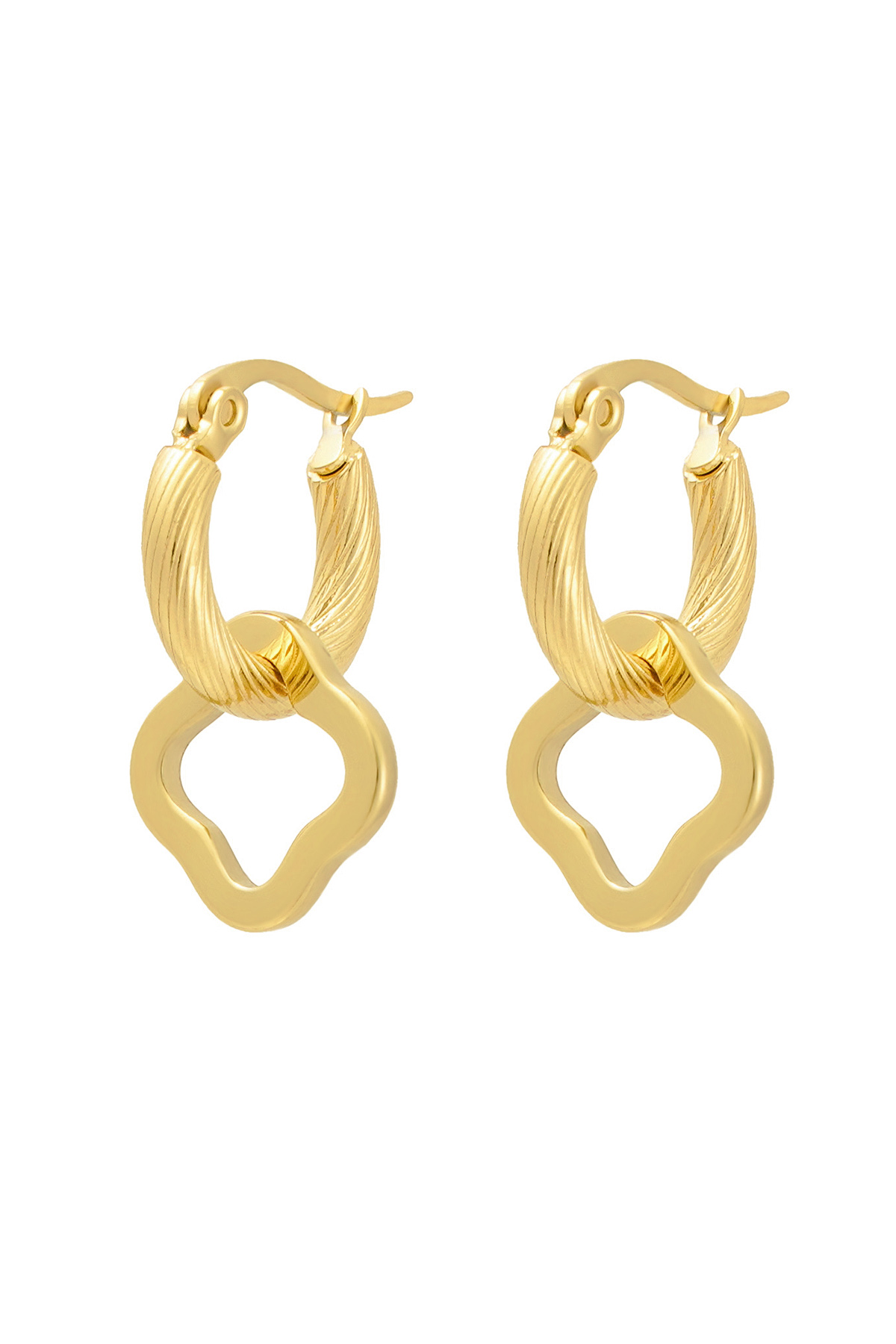 Earrings twisted with clover - gold h5 