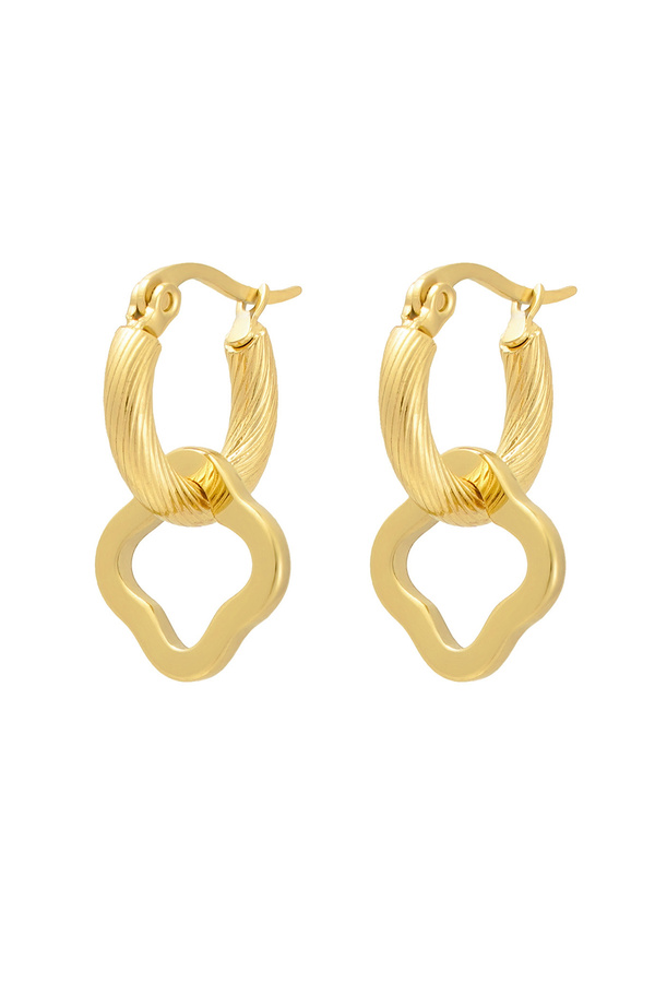 Earrings twisted with clover - gold