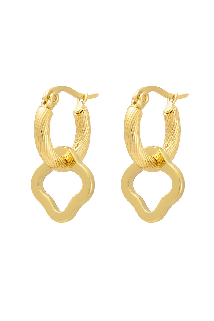Earrings twisted with clover - gold 