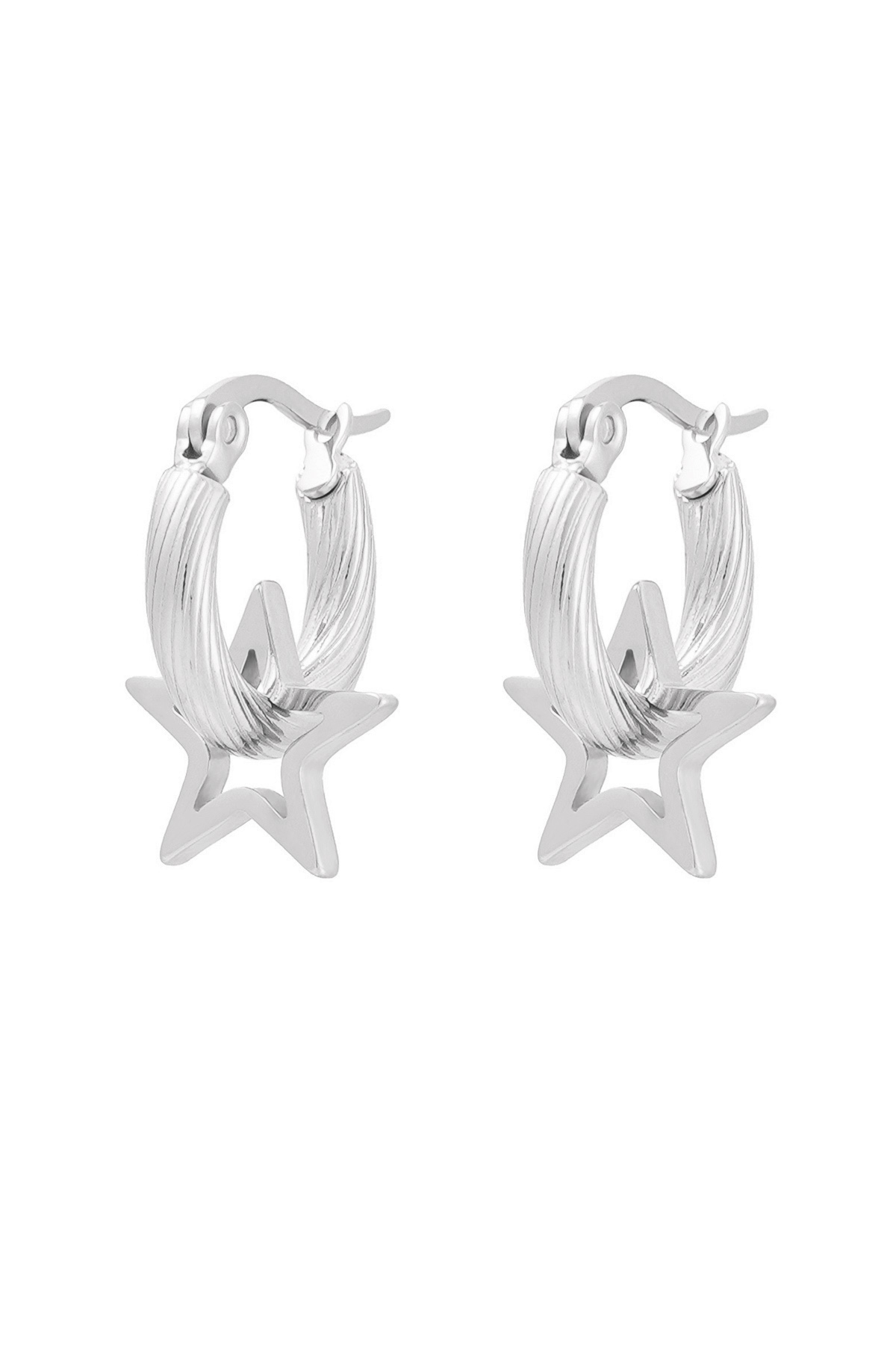 Earrings twisted with star - silver