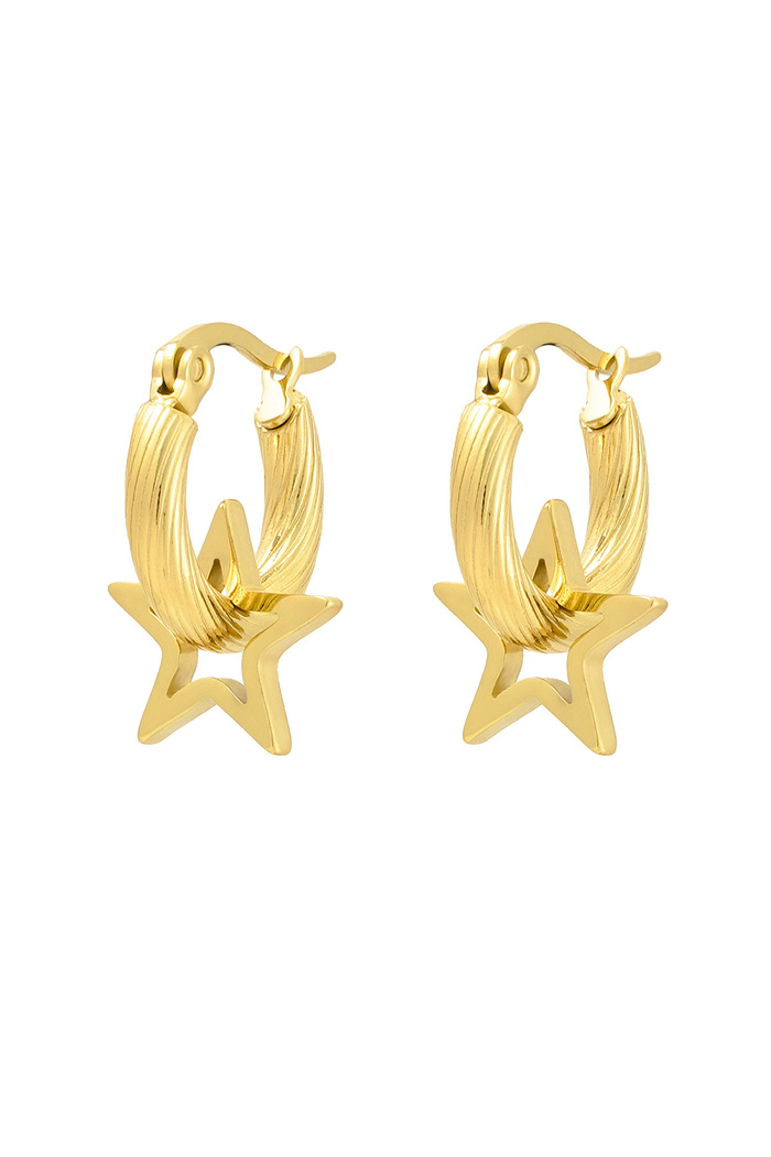 Earrings twisted with star - gold 