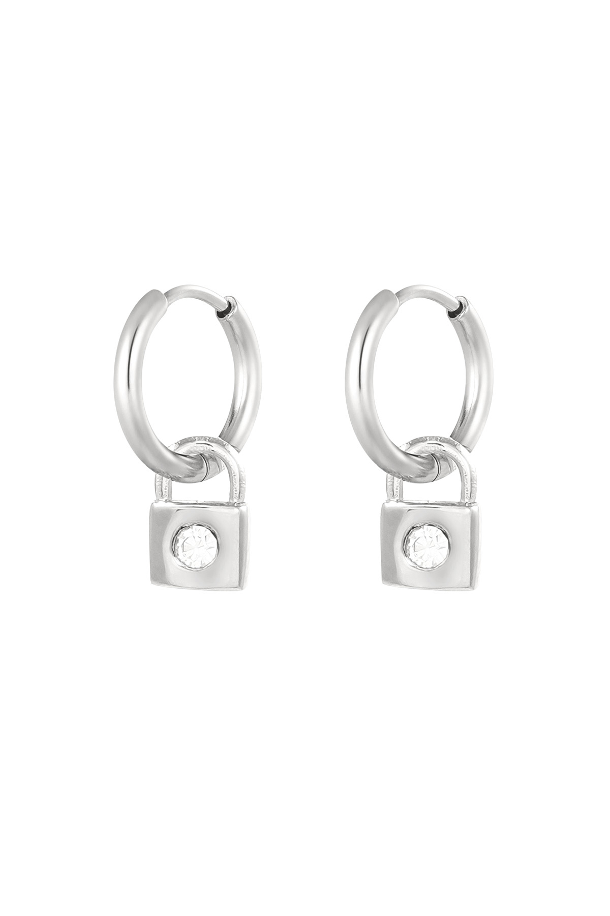 Ohrringe mit Steinverschluss - Silber