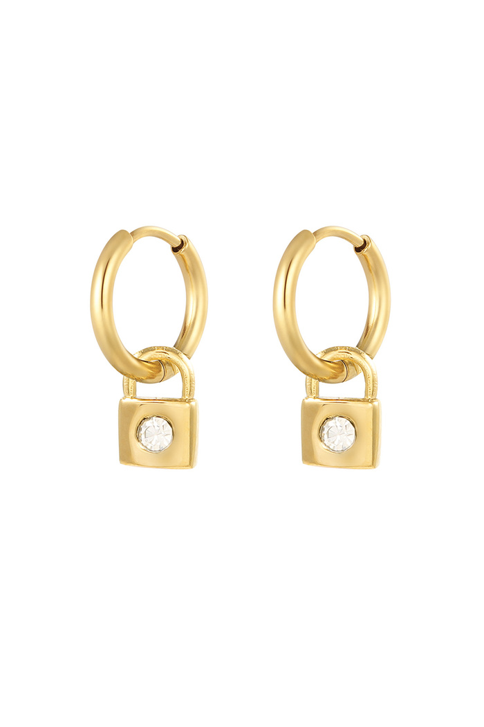 Boucles d'oreilles cadenas avec pierres - or 