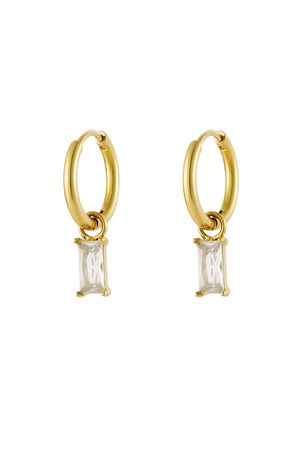 Earrings elongated stone - gold/white h5 