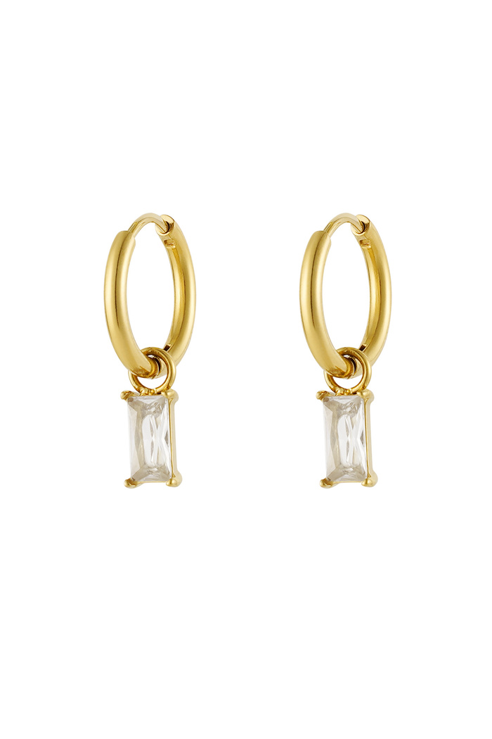 Earrings elongated stone - gold/white 