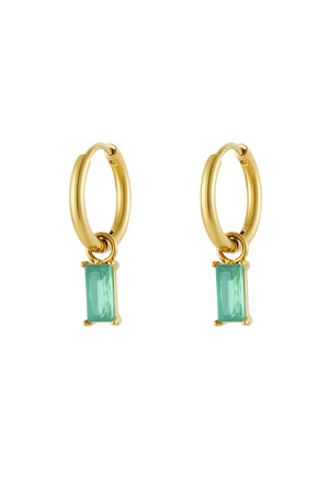Boucles d'oreilles pierre allongée - or/turquoise h5 