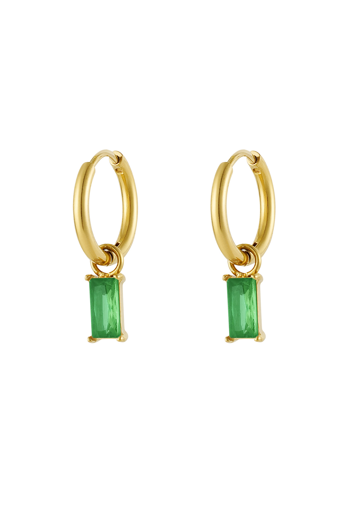 Earrings elongated stone - Gold color/green 2