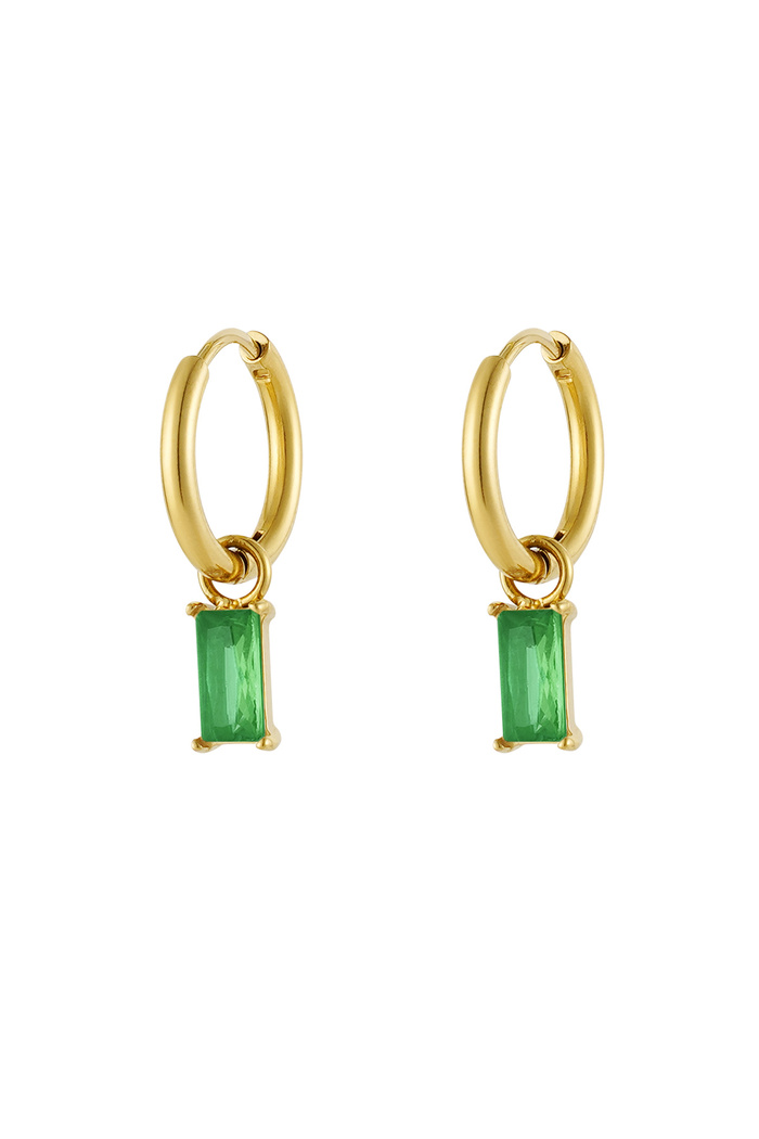 Earrings elongated stone - gold/green 