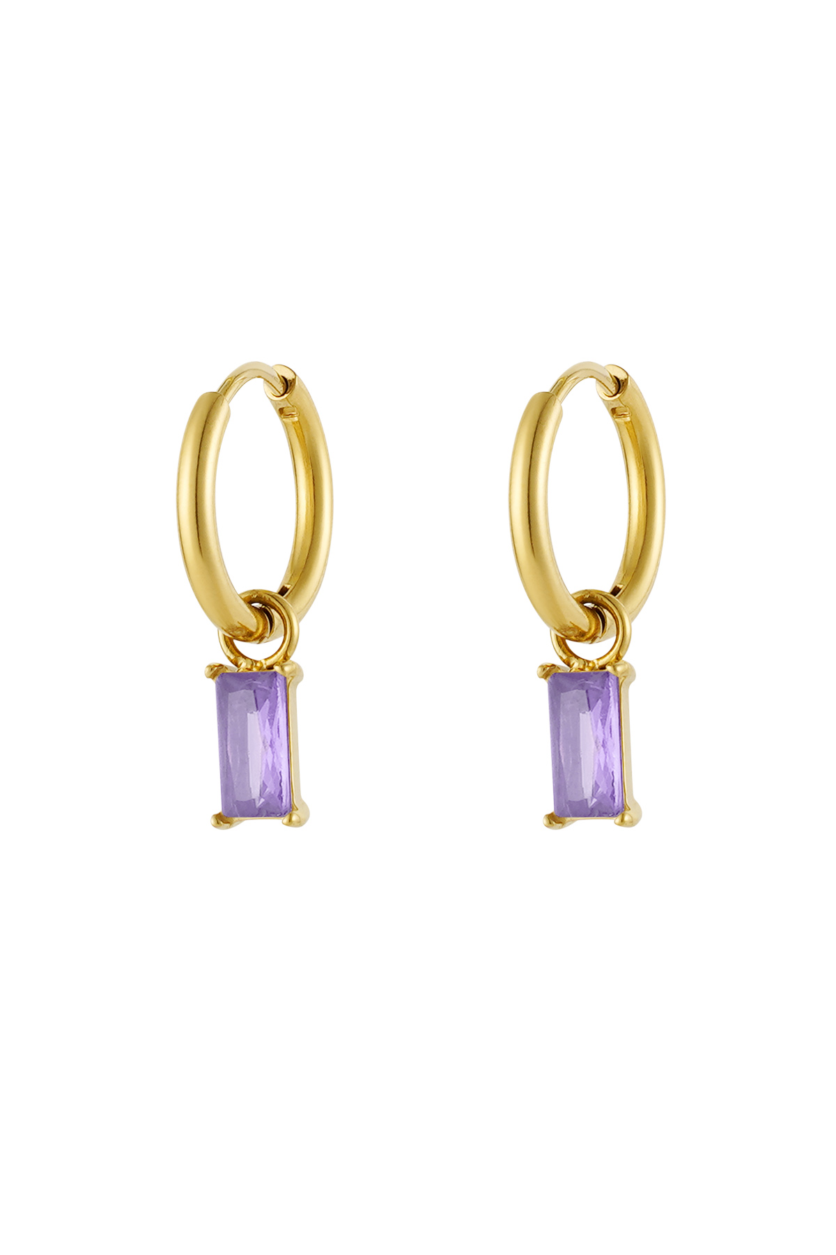 Earrings elongated stone - gold/lilac h5 