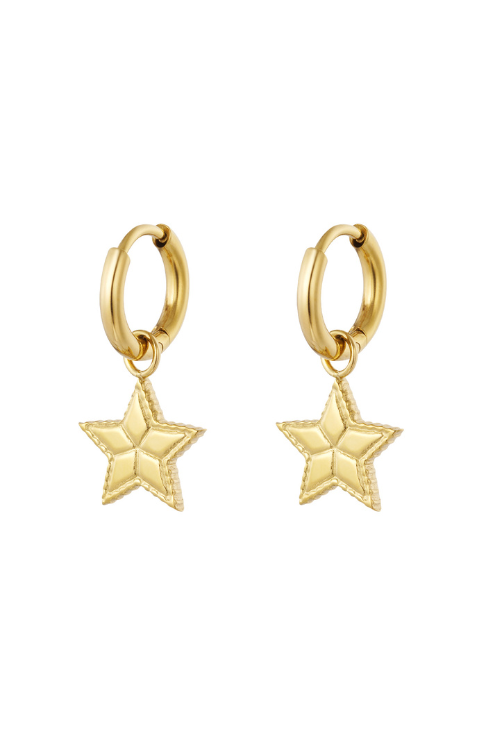 Earrings star with print - gold 