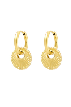 Earrings with round charm - gold h5 