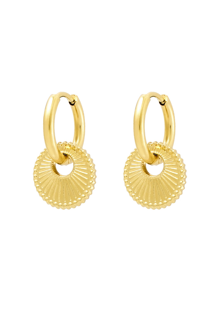 Earrings with round charm - gold 