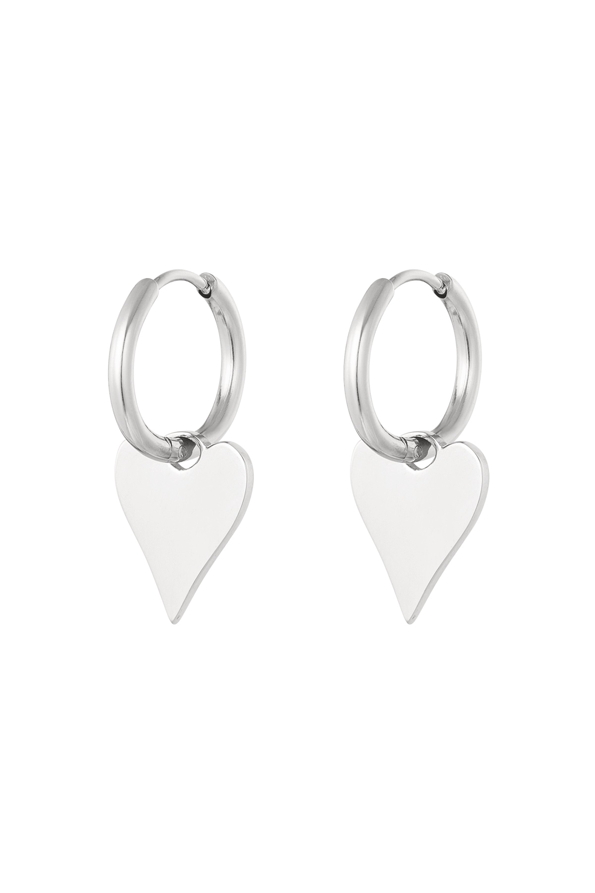 Earrings basic heart - Silver Color color 2