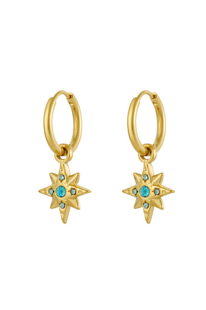Earrings star with stones - gold/blue h5 