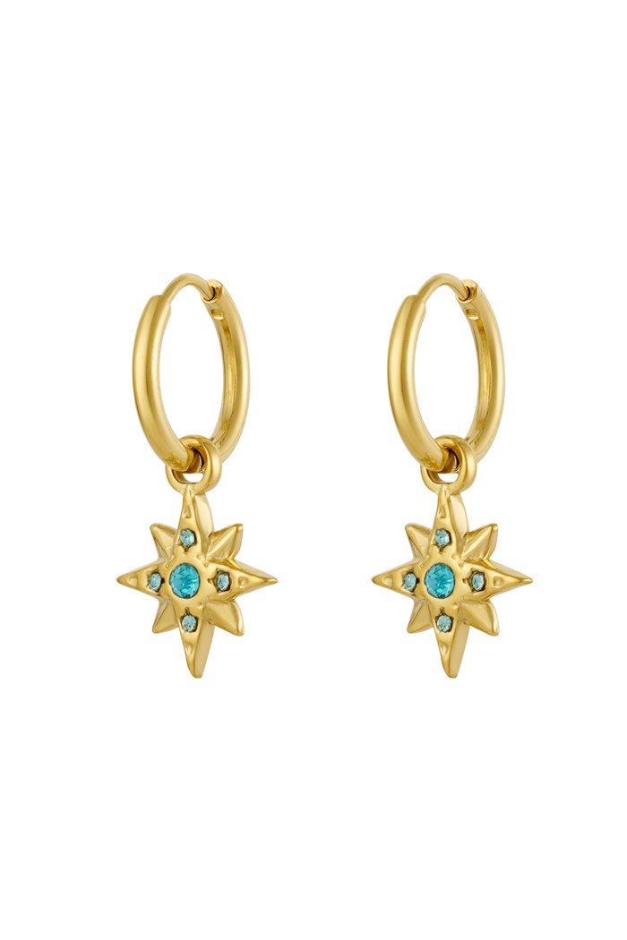 Earrings star with stones - gold/blue 