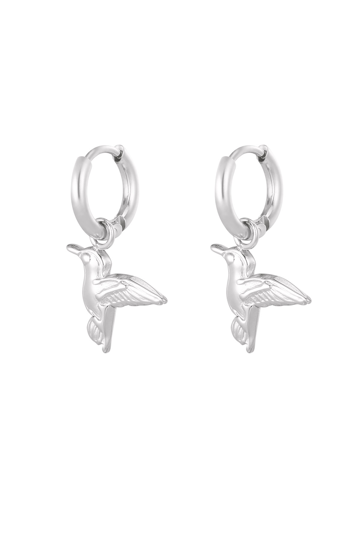 Charm earrings bird - Silver Color color