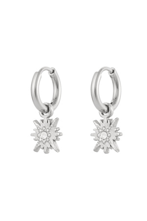 Earrings star with stone - silver h5 