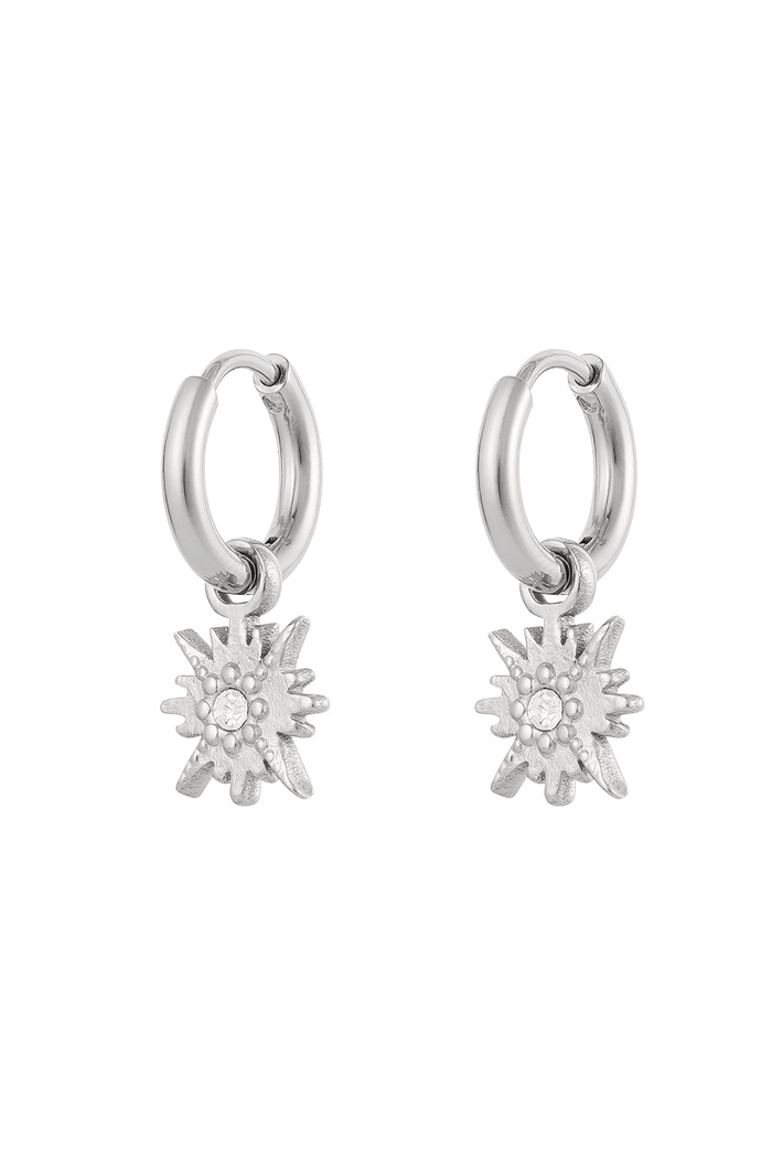 Earrings star with stone - silver 