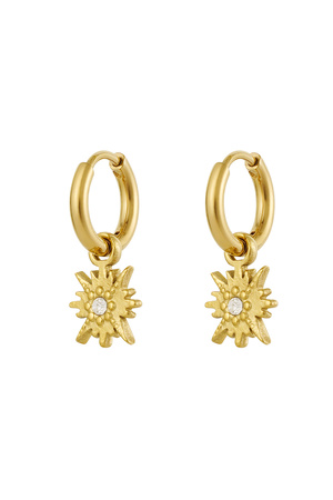 Earrings star with stone - gold h5 