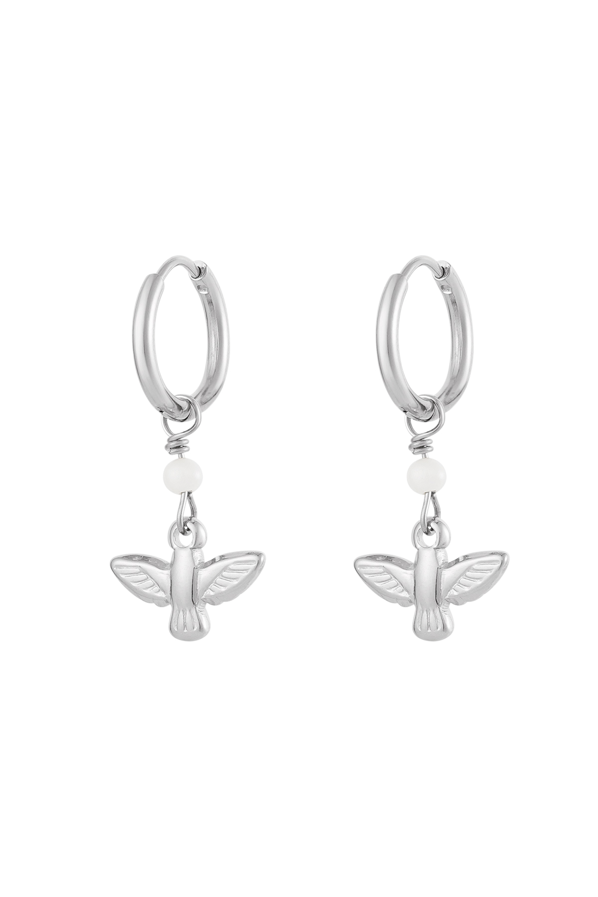 Earrings bird charm - silver h5 