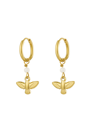 Earrings bird charm - gold h5 