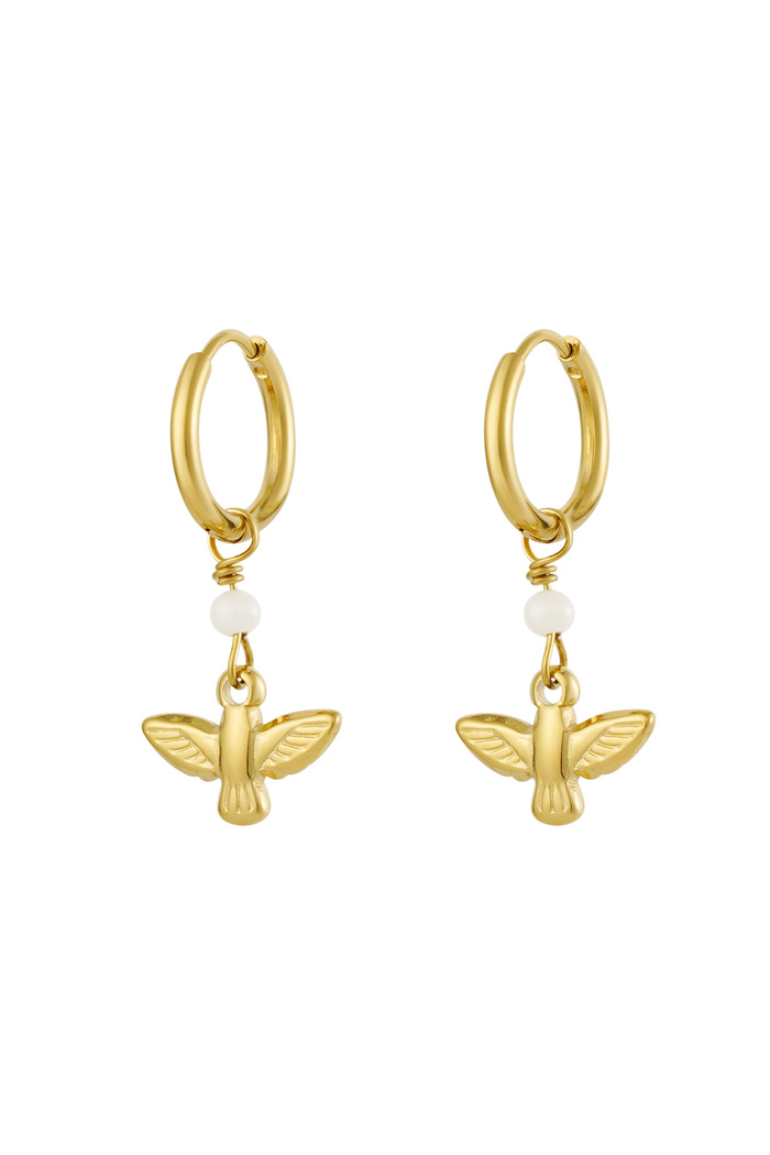 Earrings bird charm - gold 