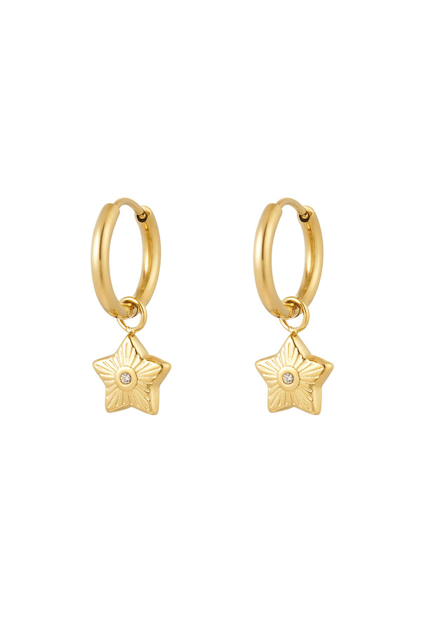 Charm earrings star with stone - gold