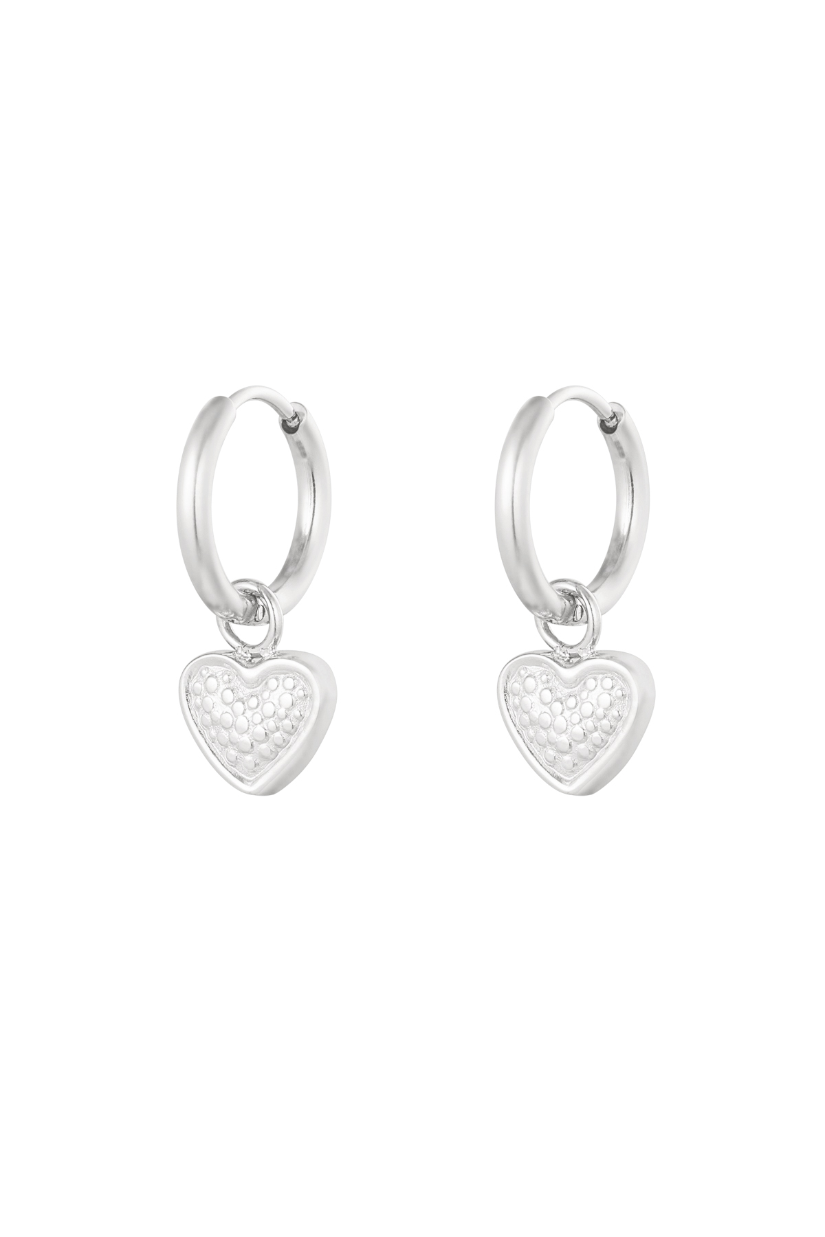 Earrings heart with print - silver h5 