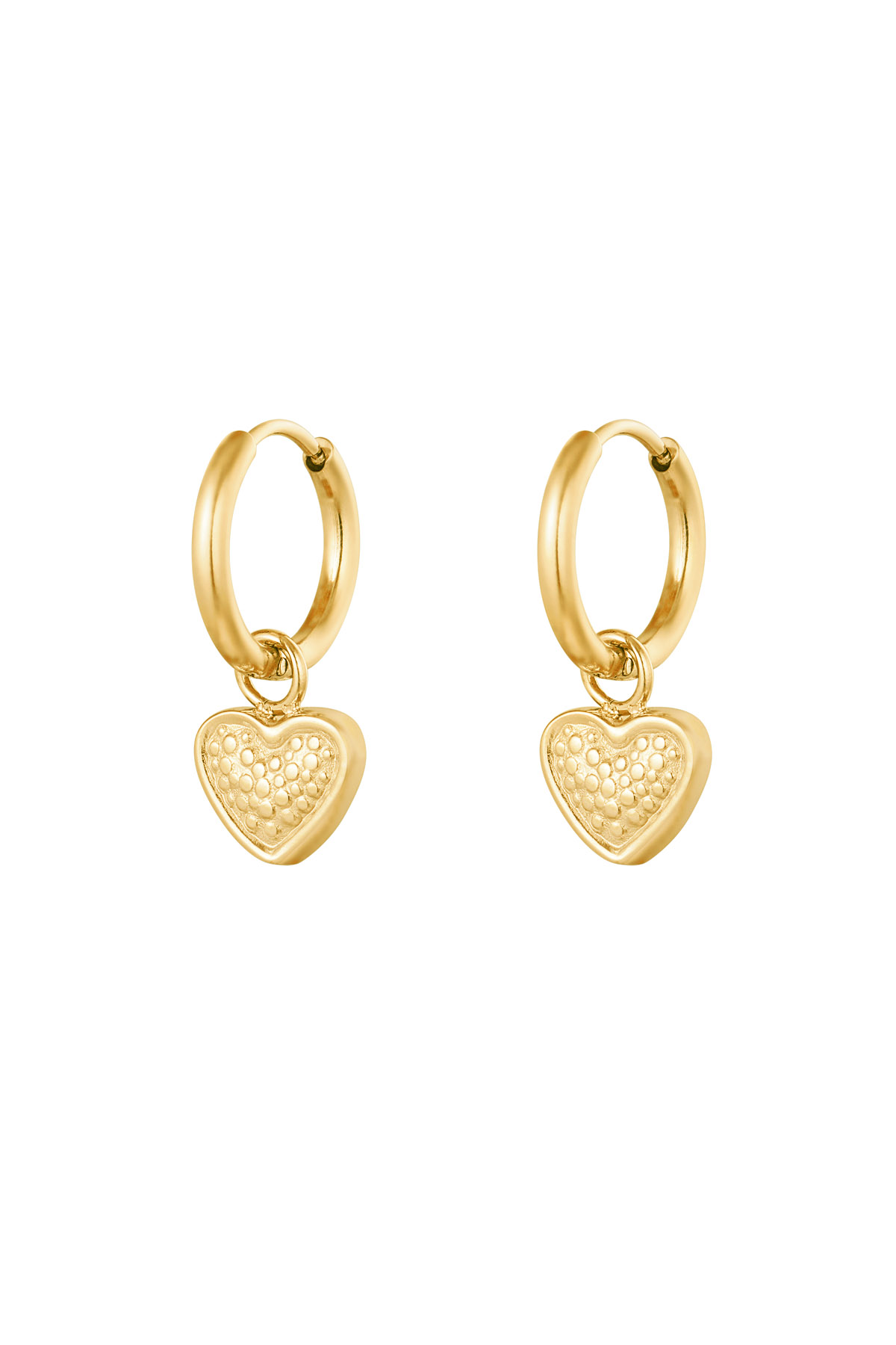 Earrings heart with print - gold
