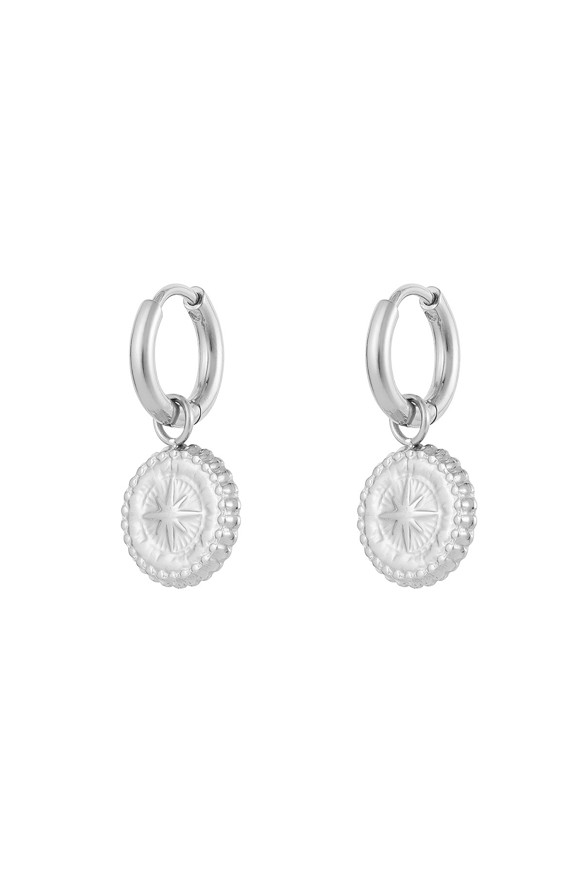 Earrings star coin - silver h5 
