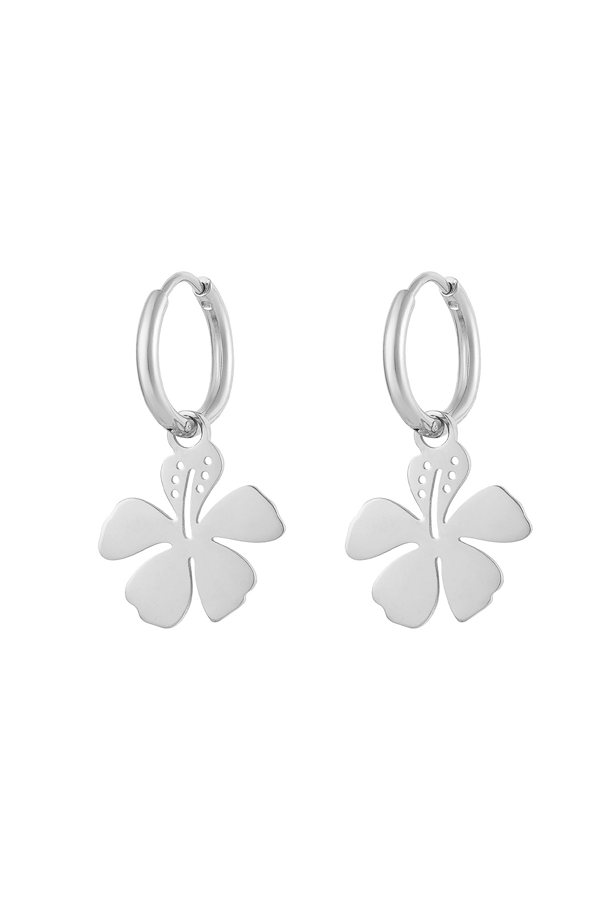 Earrings flower charm - silver h5 