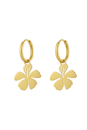 Earrings flower charm - gold h5 