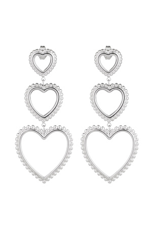 Earrings 3 times graceful heart - silver h5 
