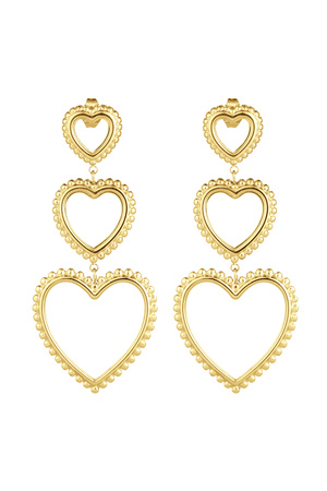 Earrings 3 times graceful heart - gold h5 