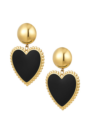 Earrings dot with heart - black h5 