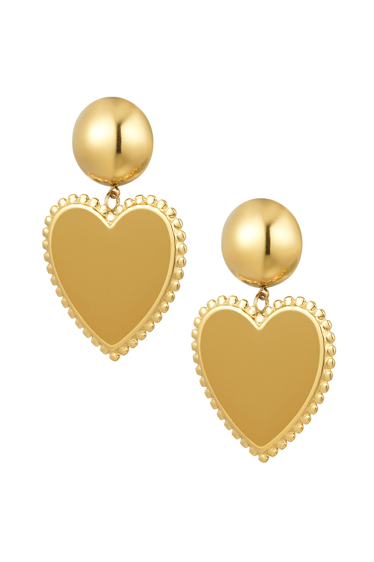 Earrings dot with heart - beige h5 