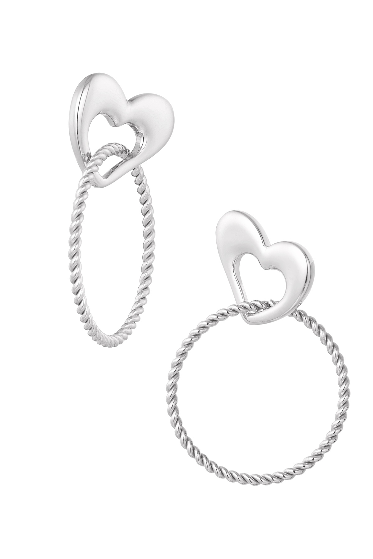 Earrings heart with ring - silver h5 