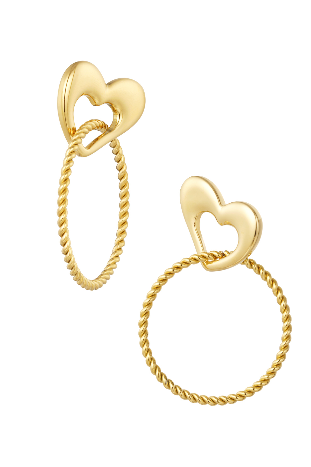 Earrings heart with ring - Gold color 2